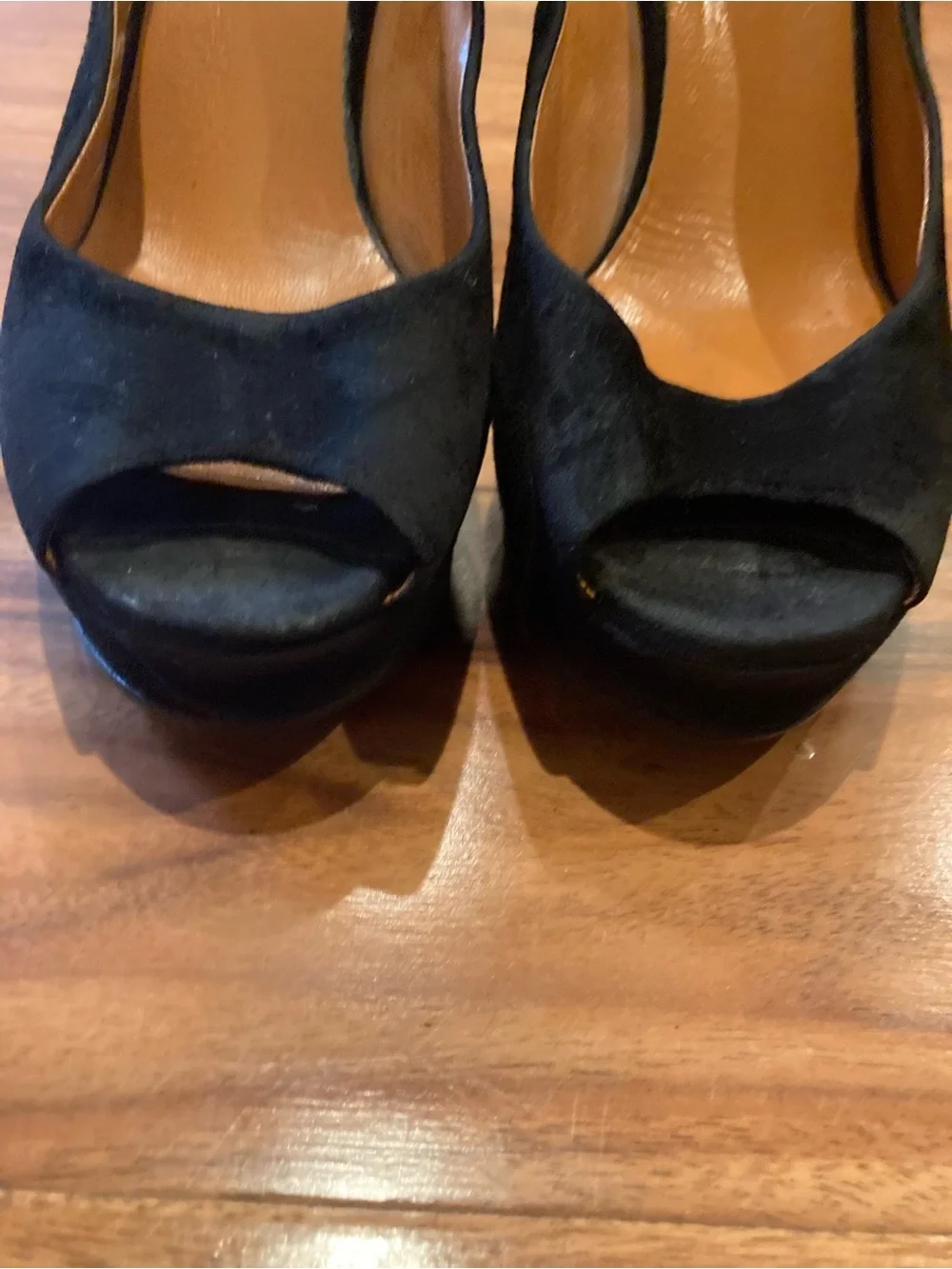 GUCCI Black Suede Peep Toe Platform Heels Pumps Shoes 37 Eur